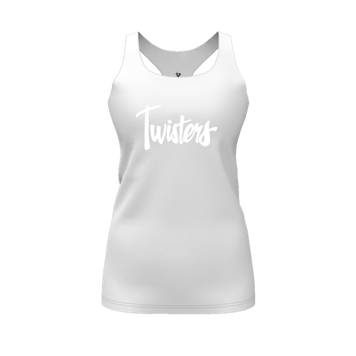 [FT0TRBWH-FYS-LOGO1] Decker Racerback Tank Top (Female Youth S, White, Logo 1)