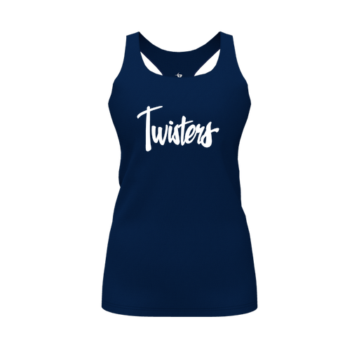 [FT0TRBNV-FYS-LOGO1] Decker Racerback Tank Top (Female Youth S, Navy, Logo 1)