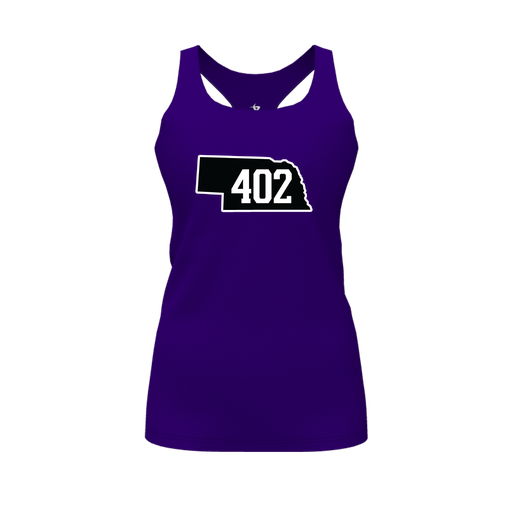 [FT0TRBPP-FYS-LOGO2] Decker Racerback Tank Top (Female Youth S, Purple, Logo 2)