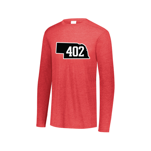 [FTLCUBRD-AXS-LOGO2] Decker Men's Tri-Blend T-Shirt - Long Sleeve (Adult XS, Red, Logo 2)